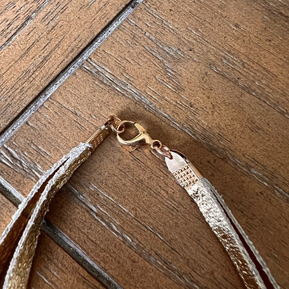 Colorful Bright Multi Color 5 Strand Necklace with matching earrings Gold Purple - Picture 4 of 12